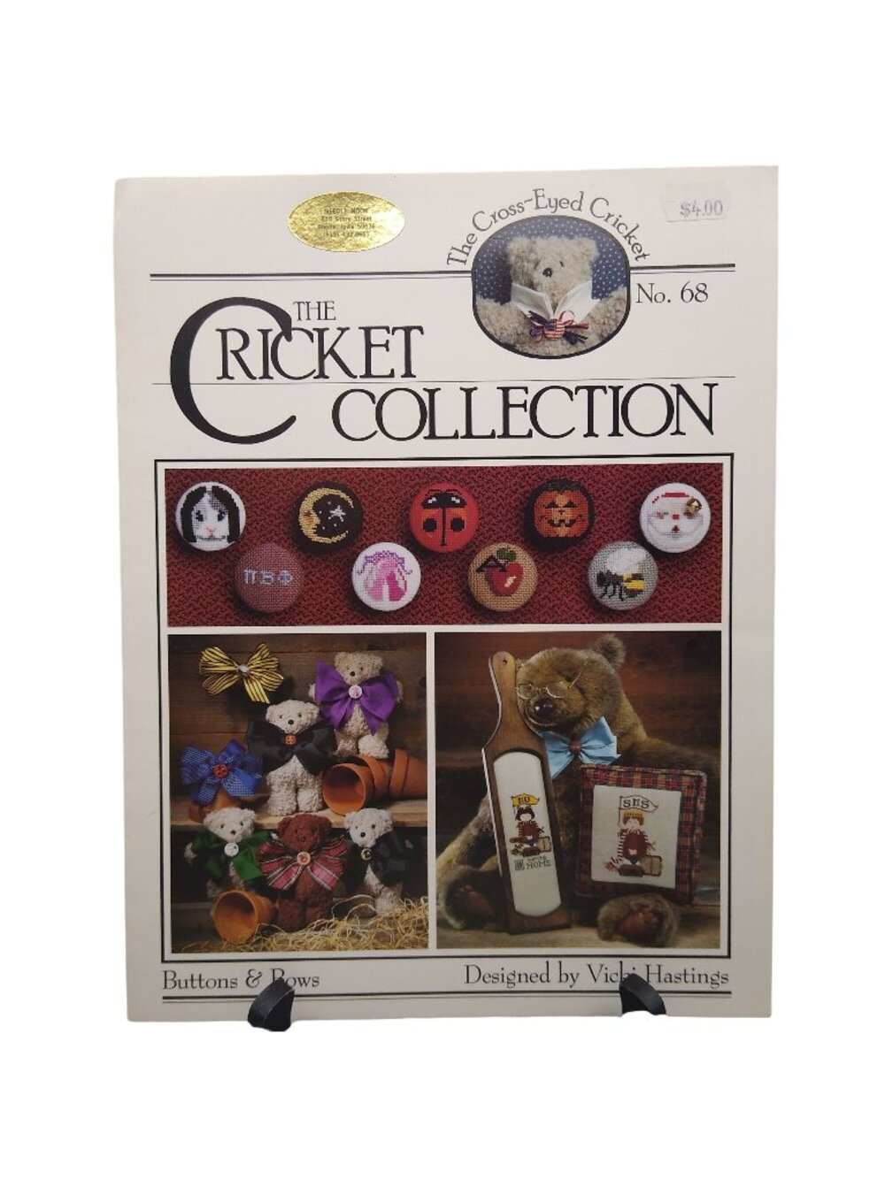 Vintage Cross Stitch Patterns, Buttons and Bows No68 by Vicki Hastings, 1989